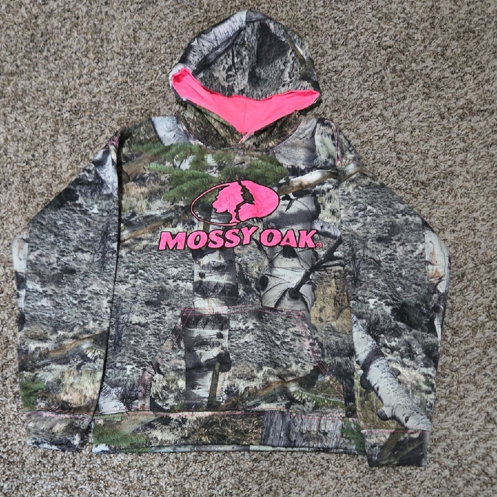 Mossy Oak Kids Camo Hoodie with Pink Highlights